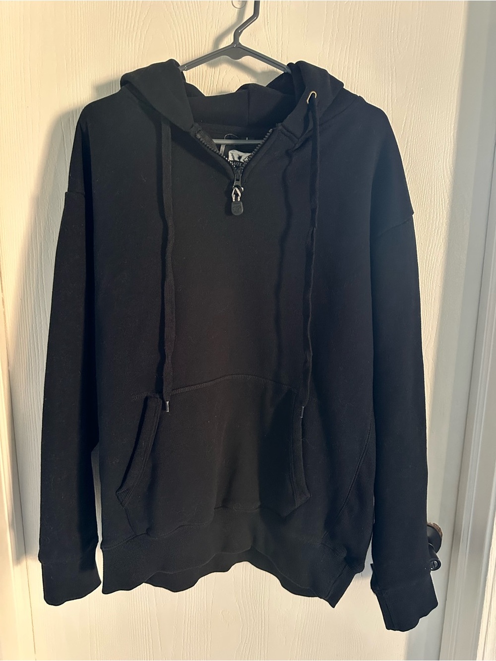 White Bear Men's Black Half-Zip Hoodie Sweatshirt